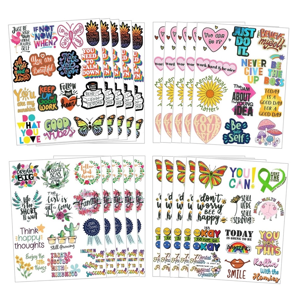 Inspirational Quote Stickers/Temp Tattoos, Motivational Word Stickers/Tattoos